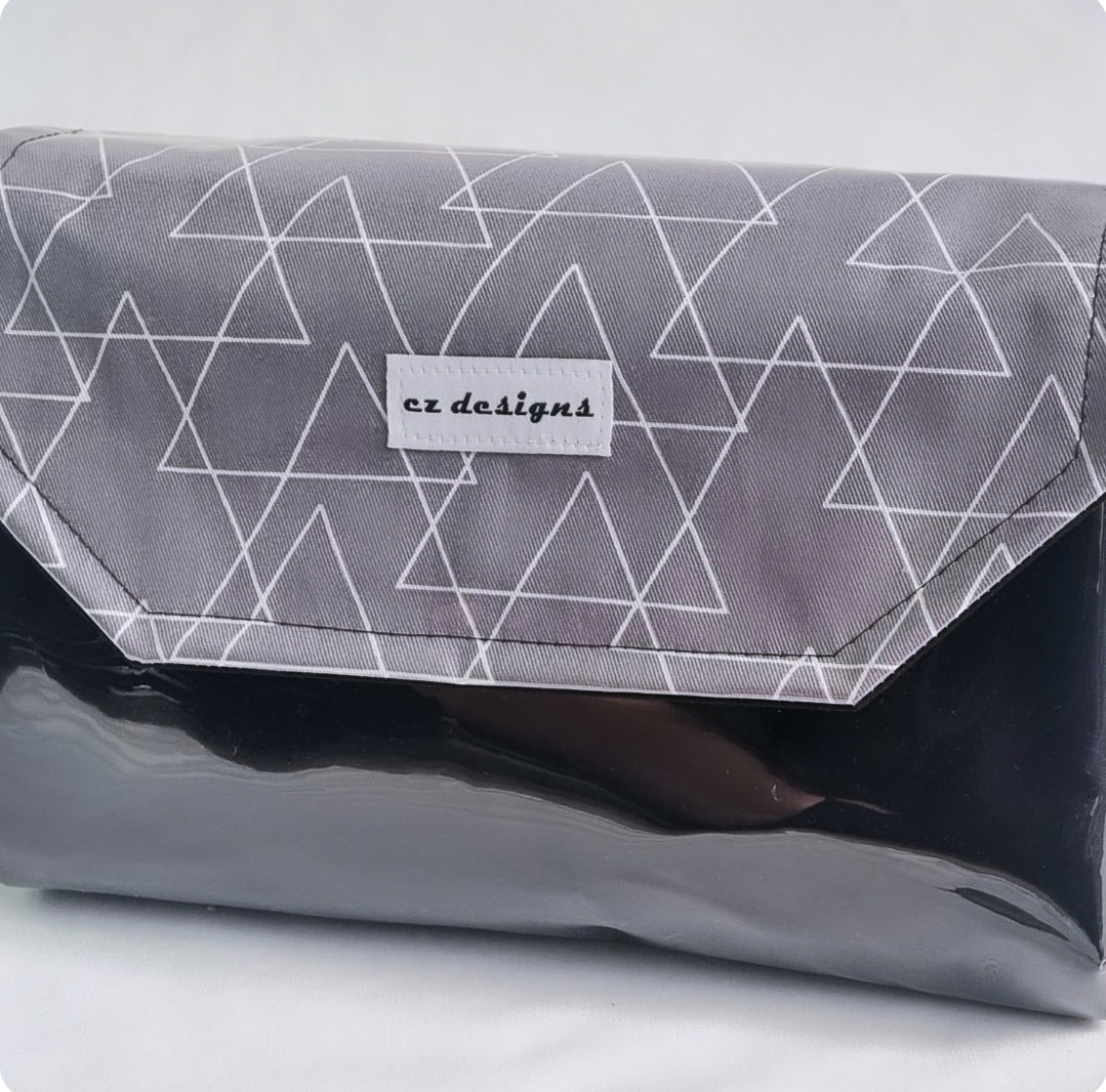 Grey Angles Nappy Clutch