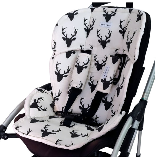 The Ultimate Universal Pram Liner- Black and White Deer