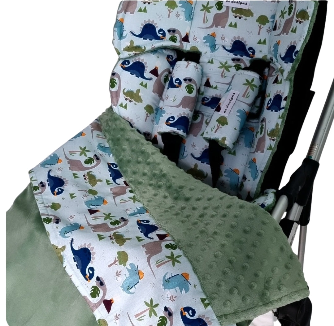 Dino Tie-on Pram Blanket